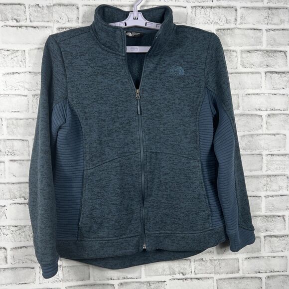 The North Face Indi 2 Gray Full Zip Jacket Slim Fit Fleece Lined Women's Large - Picture 1 of 16